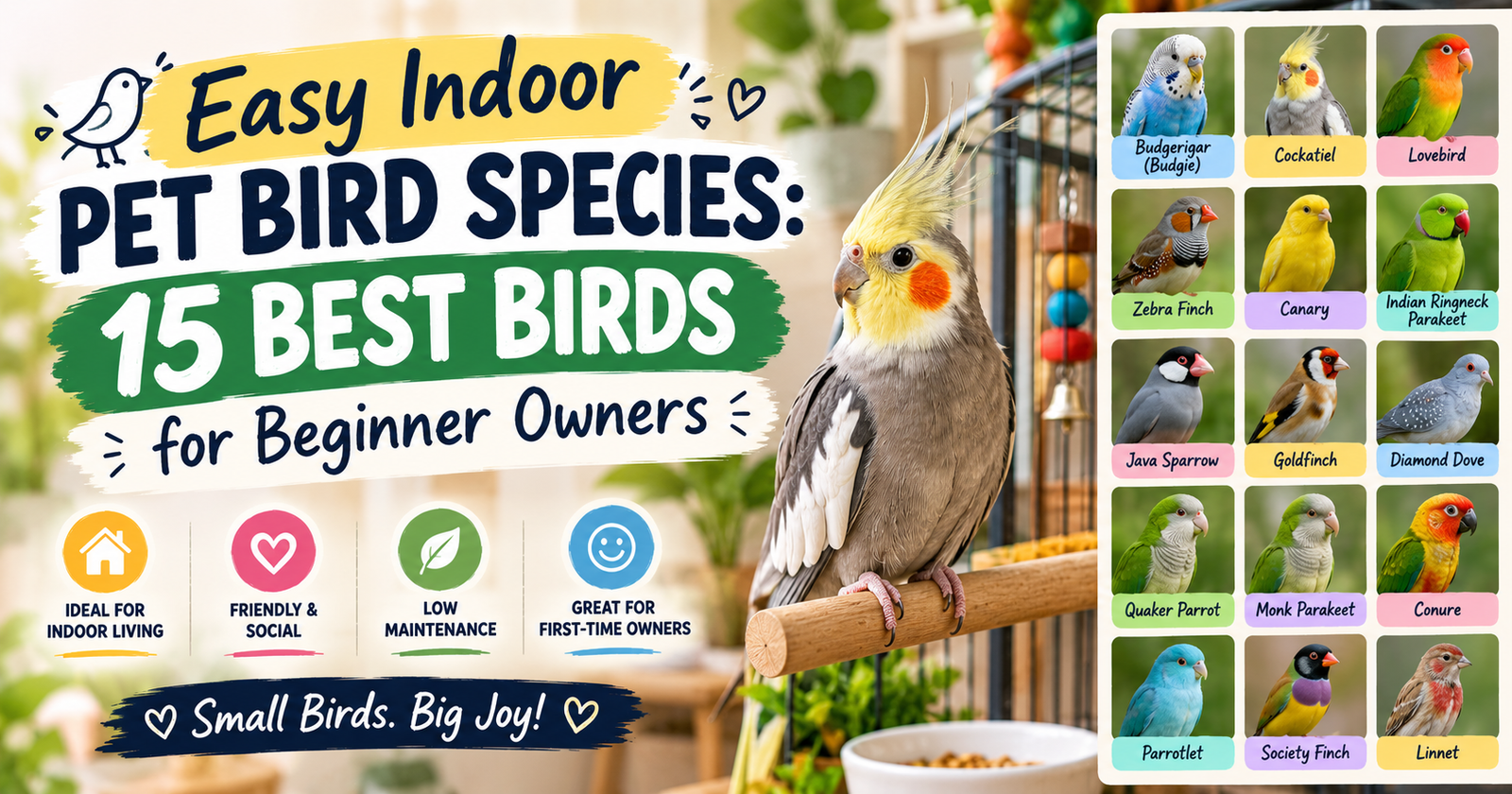 easy indoor pet bird species